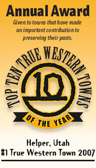Helper, Utah - Top Ten True Western Town Award